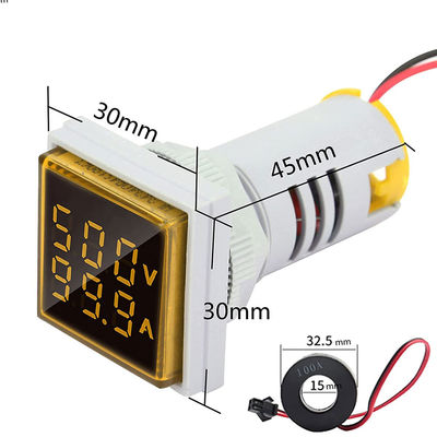 Течение напряжения тока цифрового вольтметра и амперметра 110V 220V СИД квадрата