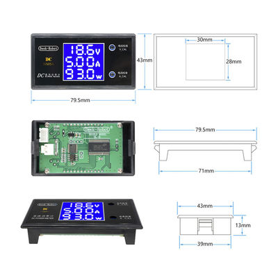Ваттметр 5A 10A LCD цифров амперметра вольтметра DC 0-100V 0-50V