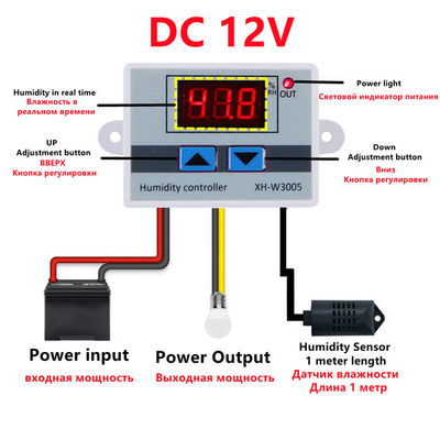 DC 12V 24V 220V 10A 0~99%RH регулятора влажности XH-W3005 цифров