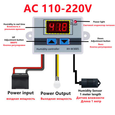 DC 12V 24V 220V 10A 0~99%RH регулятора влажности XH-W3005 цифров
