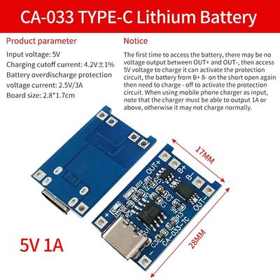 Модуль зарядного устройства для литиевых батарей 18650 Type-C/Micro USB 5V 1A TP4056 с защитой и двойными функциями
