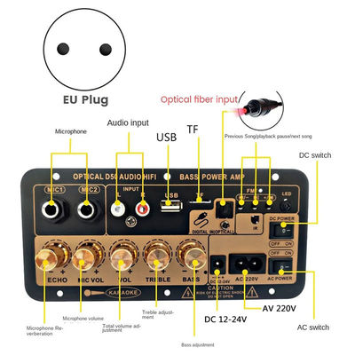 D50 Усилительная панель с оптическим аудио Bluetooth AMP USB FM Radio TF Player DIY Audio Subwoofer Car