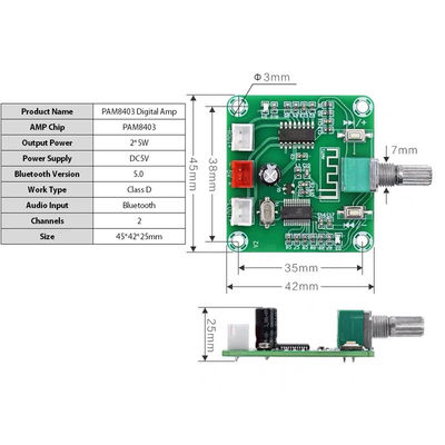 CA-8403B 2*3W Bluetooth 5.0 Stereo Mini Digital Amplifier Board PAM8403 Двойной канал класса D DC5V AMP