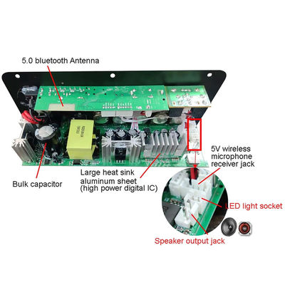 D100W Bluetooth 5.0 Усилитель питания AC 220V DC 12-24V 5V Модуль беспроводной связи для 8-12 дюймов