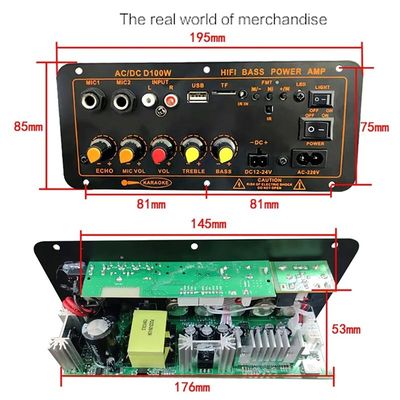 Плата усилителя мощности D100W Bluetooth 5.0 с мощностью 100 Вт и поддержкой FM-радио для динамиков 8–12 дюймов