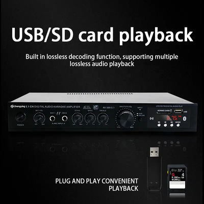 LDZS 5.1 Канал Профессиональный аудиоусилитель Ktv Домашний театр Система 2 микрофонов Входный динамик Микшер