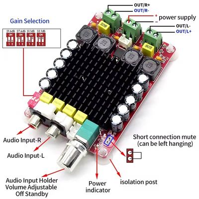 CA-7498 DC14-34V Усилительная панель с двумя каналами класса D 2*100W Smart Electronics TDA7498