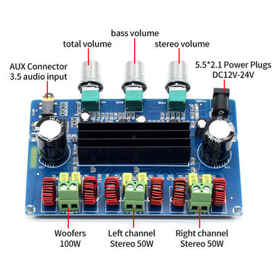 CA-3166B Дигитальная панель усилителя питания DC12-24V 50Wx2+100W AMP+BT