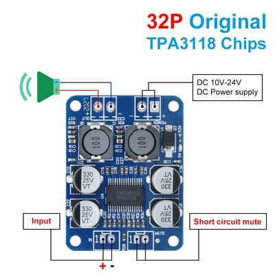 CA-3118 Усилительная плата 1*60W 8-24V TPA3118 PBTL Моно класс D Цифровая мощная аудиокарта