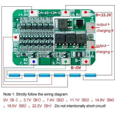 CA-6S-12A-E 24V PCB BMS защитная панель для 6 пакетов 18650 Li Ion Lithium батарейный модуль
