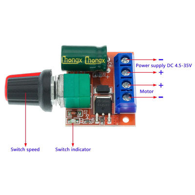 CA-105A Mini 5A Dc Модуль регулировщика скорости двигателя Max 90W 3V-35V