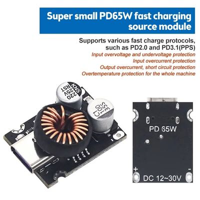 QC4.0 QC3.0 Модуль быстрого зарядного адаптера USB PD65W типа C со стандартным типом установки