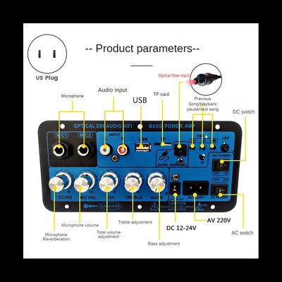 D60 50W Subwoofer Amplifier Board Bluetooth Аудиоусилитель с оптическим аудио 12V24V220V