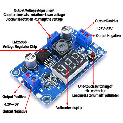 Регулируемый модуль питания LM2596S Step-Down Buck Converter с дисплеем и одним