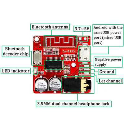2 канала 5V CA-6965 BT5.0 Аудиоприемник для беспроводного стерео-музыкального модуля