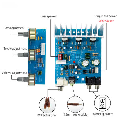 TDA2030 Subwoofer Power Amplifier Board 2.1CH 15W*2 30W Стерео аудиоусилитель с двойной мощностью AC 12V