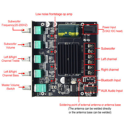 CA-MT21 2.1 канал BT 5.0 Субвуфер Усилительная панель 2*50W+100W 12-24V AMP+BT