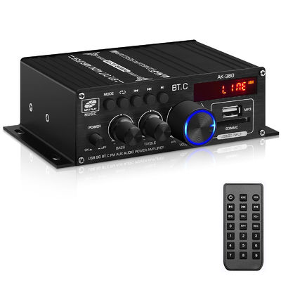 АК-380 USB SD Усилитель мощности аудио 400W 2.0 CH HiFi Стерео AMP Спикер Bluetooth 5.0 Amp Приемник с дистанционным управлением для дома
