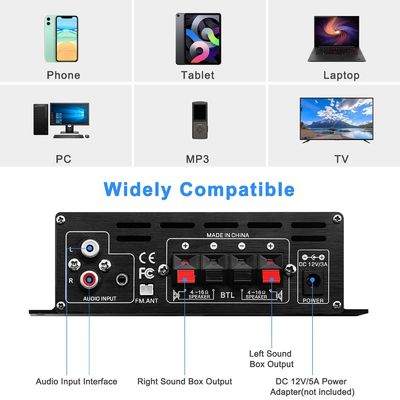 Усилитель мощности AK-380 400 Вт с Bluetooth 5.0 и 2.0 CH HiFi стерео для домашнего аудио