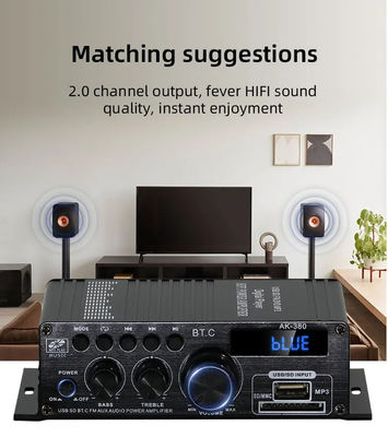 AK-380 2.0-канальный аудиоусилитель Bluetooth v5.0 с выходной мощностью 100–300 Вт для домашнего кинотеатра