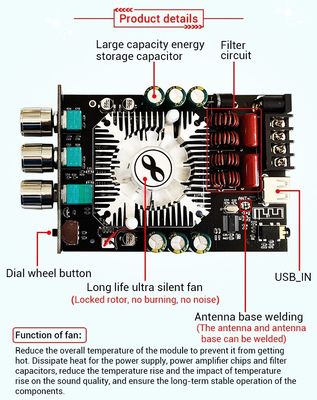 ZK-1602T 2*160W 2,0-канальный цифровой усилитель мощности Модуль класса D Аудио стерео BT 5.0 Субвуферный усилитель ZK-1602T
