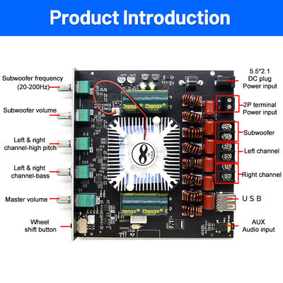 ZK-AS21 2.1 Канал Дигитальный усилитель мощности Модуль 220W*2+350W Высокий низкий тон Субвуфер TPA3255 BT Домашний аудио AS21