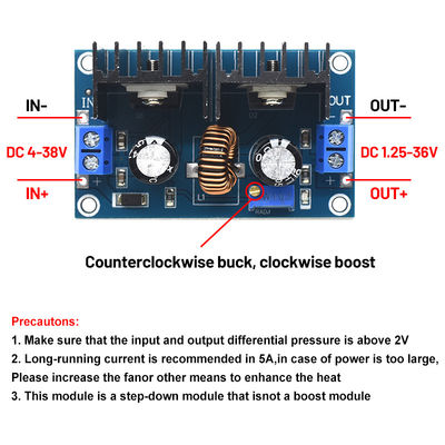 CA-4016 8A 200W Бортовый монтаж преобразователя постоянного тока и постоянного тока XL4016 4-40V до 1,25-36V PWM Регулируемый модуль 200W 8A преобразователь