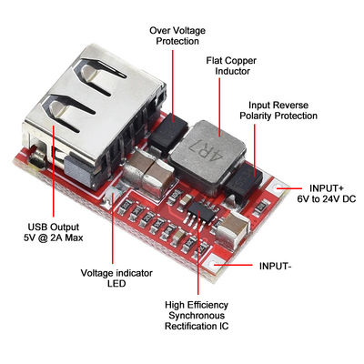 CA-025 Эффективный преобразователь постоянного тока в постоянный ток (DC-DC Converter USB Charger Development Board)