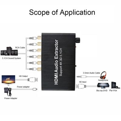 5.1 Канал HDMI аудиоэкстрактор с поддержкой Dolby AC-3/DTS и разрешением 3840x2160@30Hz для PS4 DVD