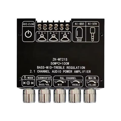 2.1 Канал субвуфера AUX 12V 24V аудио стерео 5.1 бас Дигитальный усилитель питания ZK-MT21S 2x50W 100W для адаптера постоянного тока