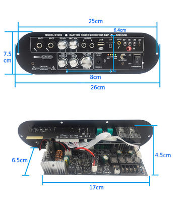 D1200 2.0 канал 50W+50W BT цифровой усилитель 12V перезаряжаемый для автомобильного домашнего использования DJ
