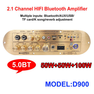 Высокопроизводительный домашний усилитель D900 2x50W+100W с импортированной платой IC Bluetooth 2.1 канал