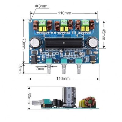 2.1-канальная беспроводная цифровая панель усилителя мощности 50Wx2 + 100W Канал высокой мощности аудио версия 5.0 Усилительная панель