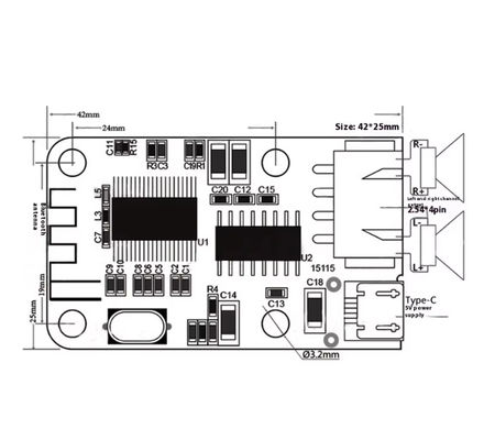 PAM8403 Mini Bluetooth Amplifier Board 5V 2x3W Тип-С