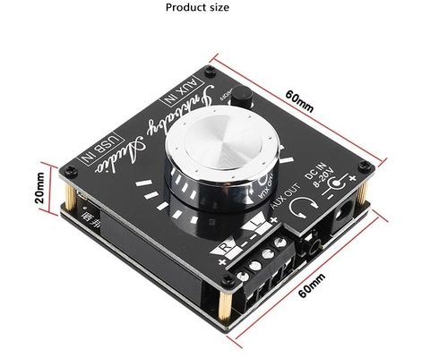 80W Двухканальная плата усилителя Bluetooth 5.0 60x60x30 мм