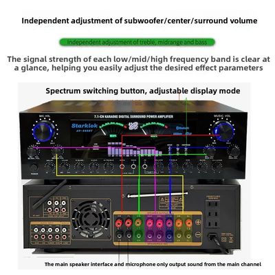 AV-888BT 2800W Домашний караоке Усилитель питания с двойным кольцом Новая модель 7.1 Канал Зона настройки высокомощная металлическая конструкция