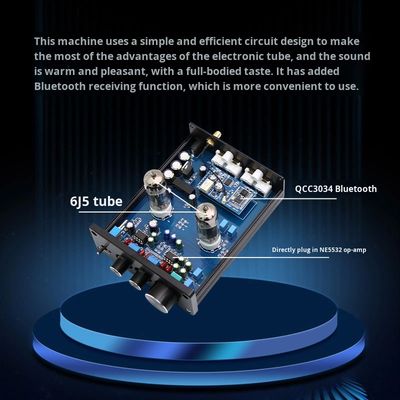 Аудиофильный HIFI трубный предварительный усилитель 6J5 QCC3034 для BT 5.1 Беспроводной домашний усилитель с предварительным усилителем для регулировки басов и треблов