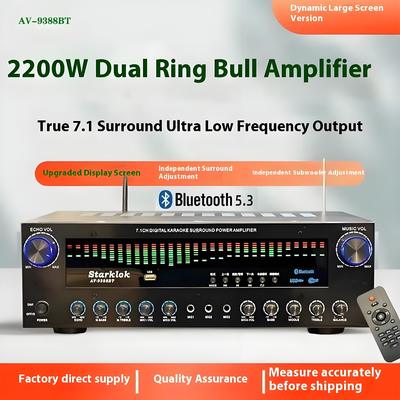 AV-9388BT/AV-999BT 2200W/1200W Профессиональный 7-канальный BT беспроводной усилитель высококачественного домашнего кинотеатра 7.1 Система динамиков Металл