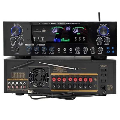 AV-8888BT Профессиональный 7.1-канальный усилитель для домашнего кинотеатра сверхвысокой мощности 2000 Вт, беспроводная система домашнего караоке с объемным звучанием BT