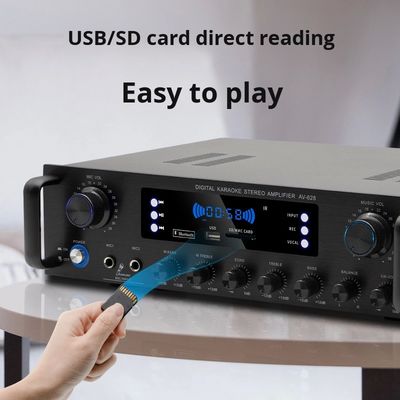 AV-628 Профессиональный 2.1-канальный 600 Вт домашний коаксиальный сабвуфер Усилитель высокой мощности Модель BT Оптический приемник для трансграничной торговли