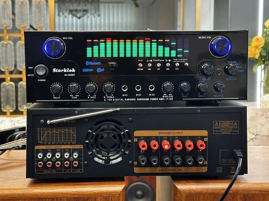 AV-555BT Профессиональный 5,1-канальный усилитель динамического спектра 600 Вт. Высокомощный домашний субвуфер с металлической конструкцией