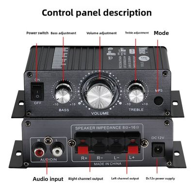 BT-888 Mini 12V Home Amplifier 20W+20W BT Беспроводный небольшой металлический горячий продажа для внешней торговли