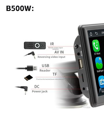 Creatall 7-дюймовый портативный беспроводный CarPlay MP5 проигрыватель для Bluetooth Новый трансграничный мультимедийный карточный слот Главный блок поддерживает WAV