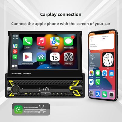 Creatall 7-дюймовый одноцилиндровый выдвижный экран Автомобиль MP5 Player HD BT Reverse Image Wireless Carplay Размещение на панели управления USB