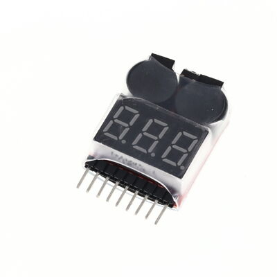 Two-in-One 1-8S Battery Indicator & Low-Voltage Alarm with Buzzer Real-Time Display