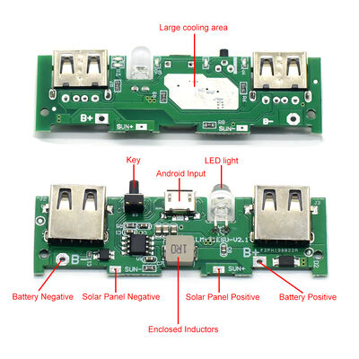 2A 5V Solar Charging Boost Board DIY Circuit Motherboard with Lithium Battery Protection Mobile Power Treasure PCBA Board