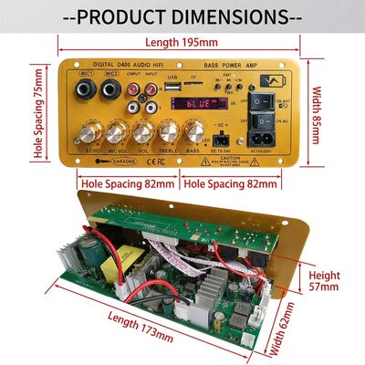 100W Home Car DIY BT Subwoofer Amplifier Mono Board Patented Support External Battery With Crossovers Equalizers D400
