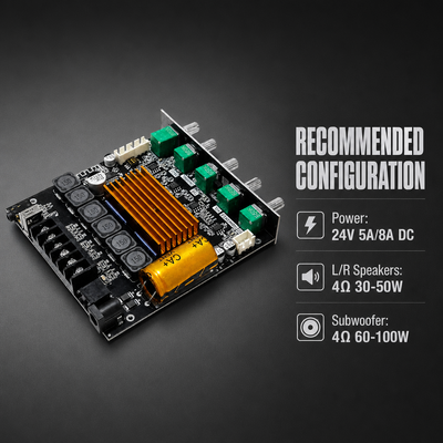 CA-TB21H 2.1 Channel TPA3116 Bluetooth Amplifier Board 50W+50W+100W Модуль аудиоусилителя с управлением APP