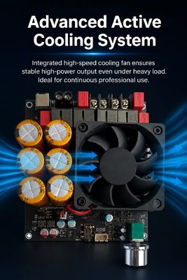 600W+600W Двухканальная плата усилителя TPA3255 с вентиляторным охлаждением, класс D, стереоусилитель, плата постоянного тока 18-50 В